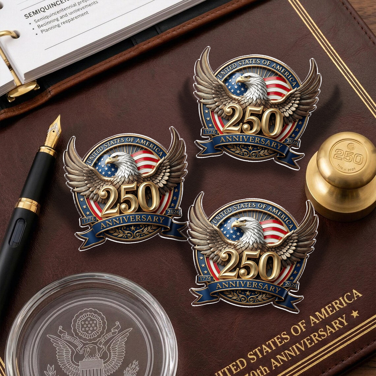 Eagles Flag USA 250th Anniversary Patriotic Acrylic Pin LM32 899529