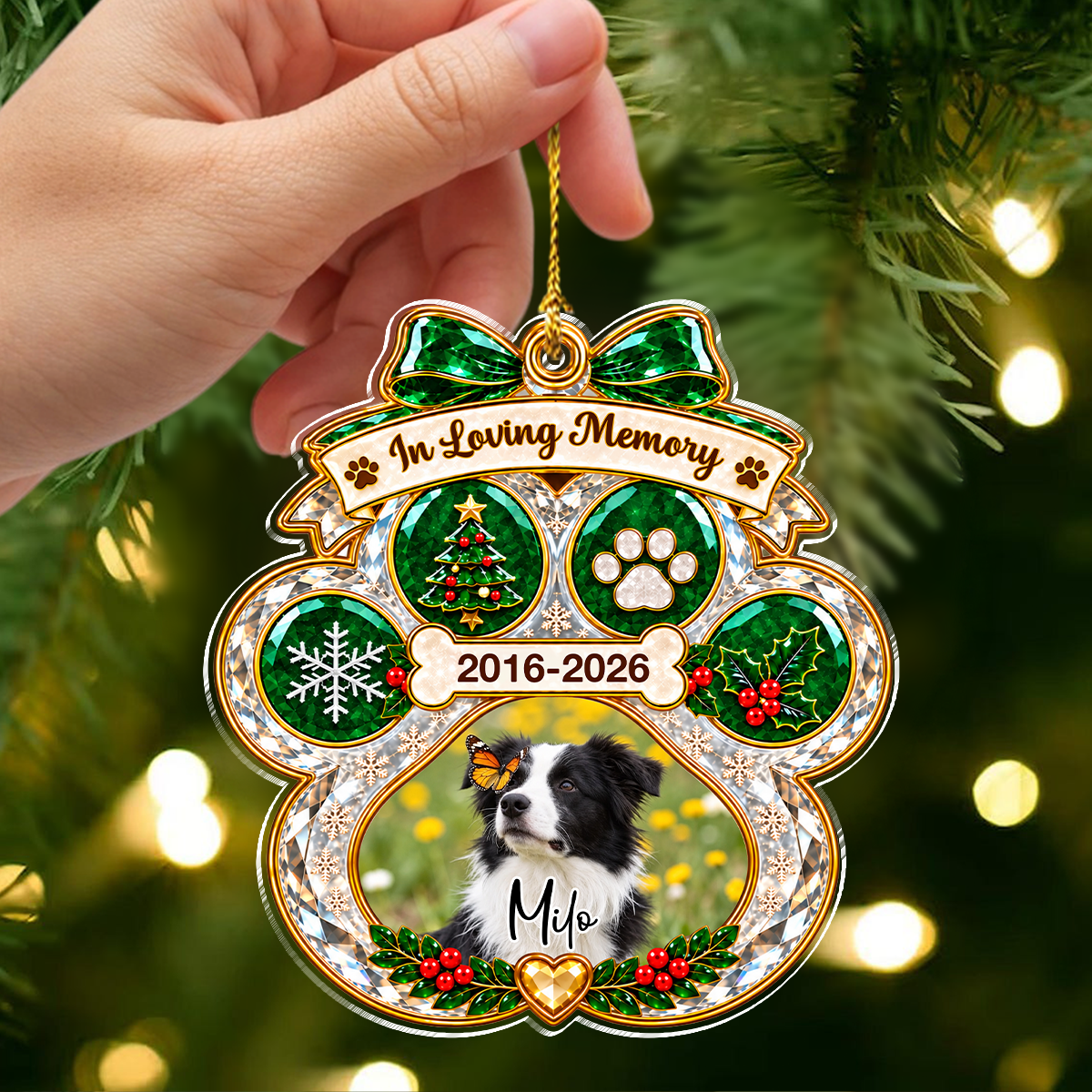Custom Dog Photo In Loving Memory Memorial Acrylic Ornament TH10 171465