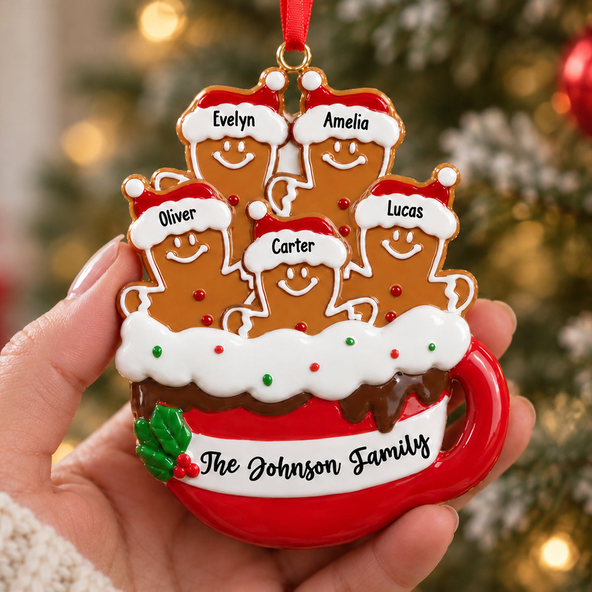 Personalized Custom Member Name Gingerbread Family Resin Ornament For Christmas TH10 171131