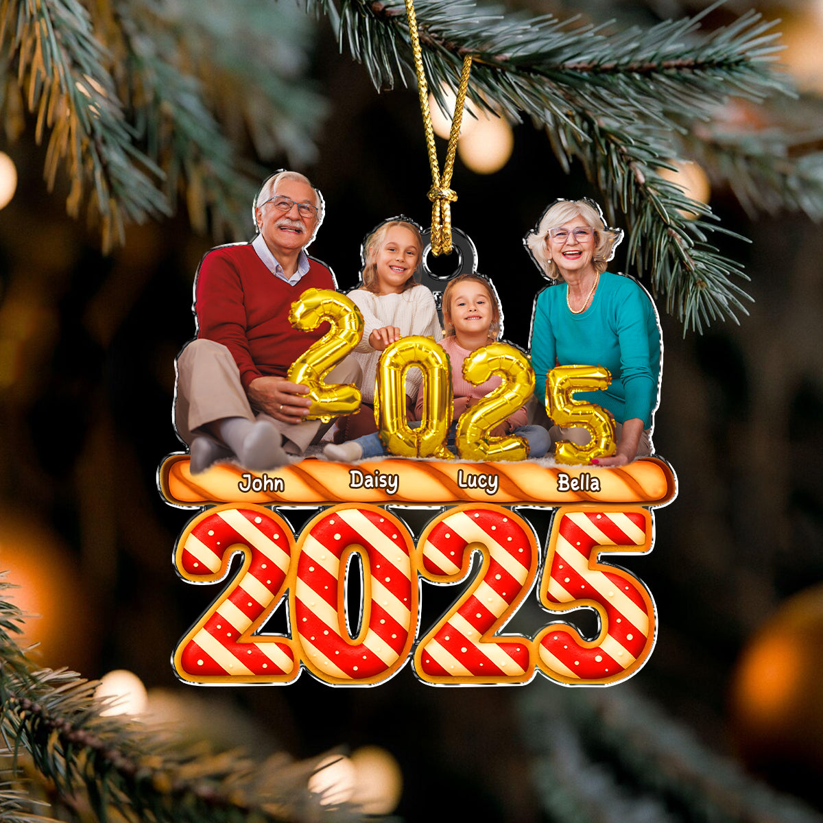 Custom Photo Candy Family Together Christmas Acrylic Ornament HA75 897962
