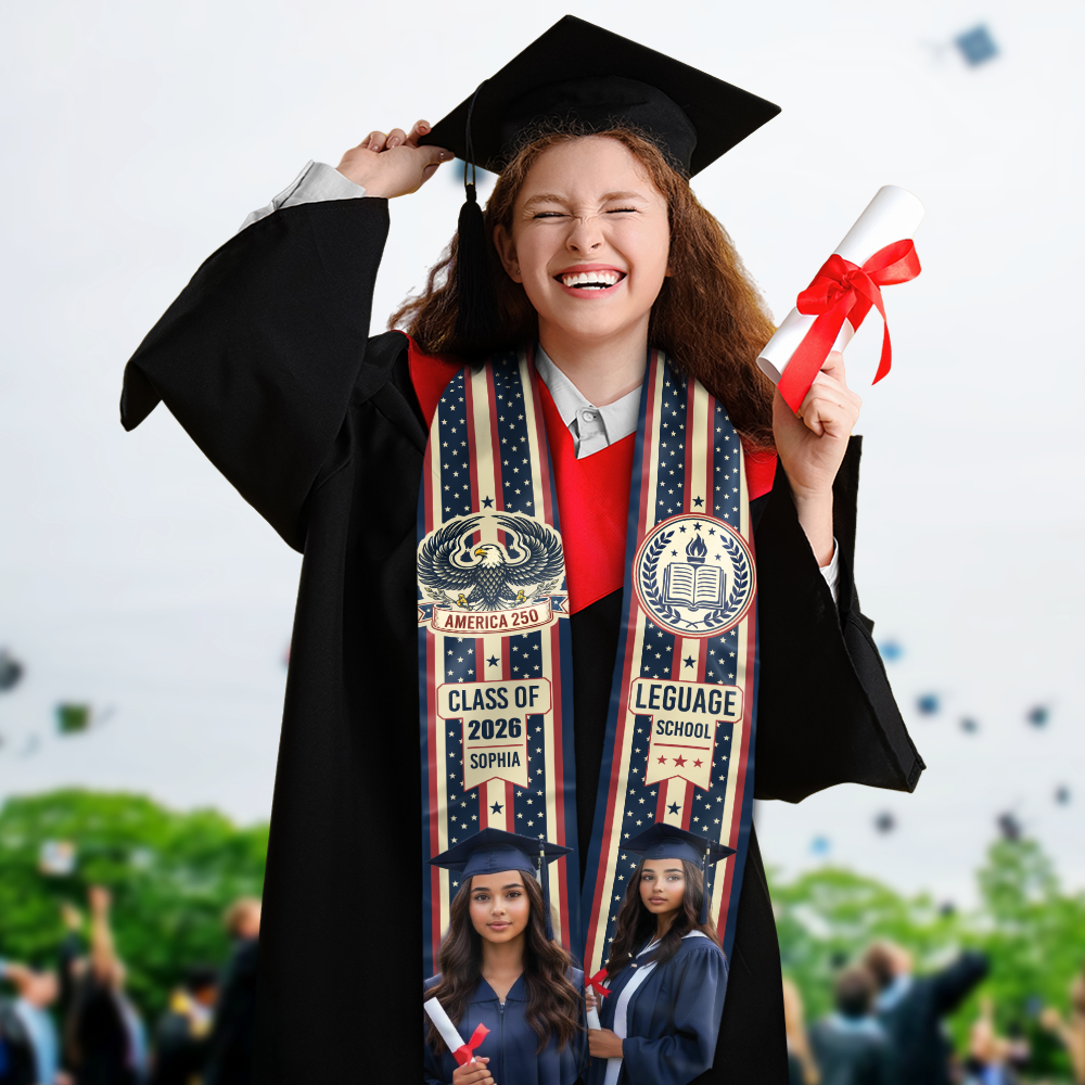 Custom Photo American 250 Senior Graduation Stole LM32 897877