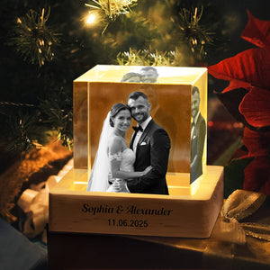 Custom Wedding Photo Engraved Crystal Photo With Light CH07 910034