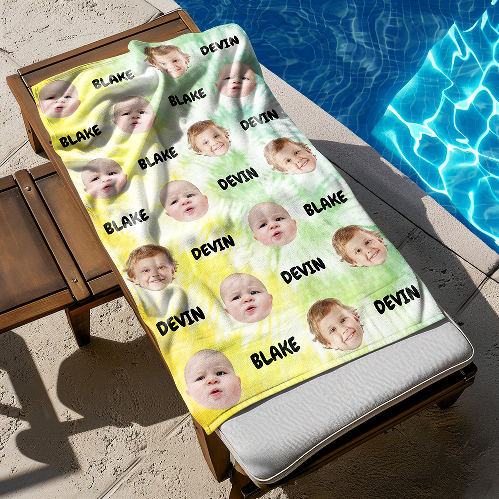 Custom Name And Photo Beach Towel TH10 892799