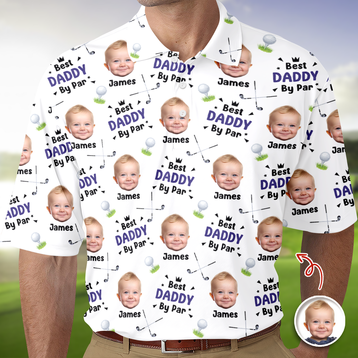 Personalized Best Dad By Par Stick Figures Kid Polo Shirt Gift For Golfer, Golf Lovers HO82 900818