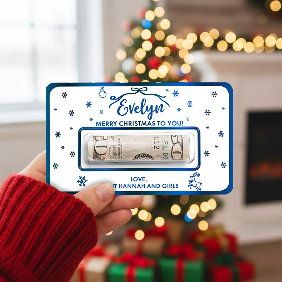 Personalized Merry Christmas Money Holder Card, Festive Cash Gift for Family & Friends LM32 669997