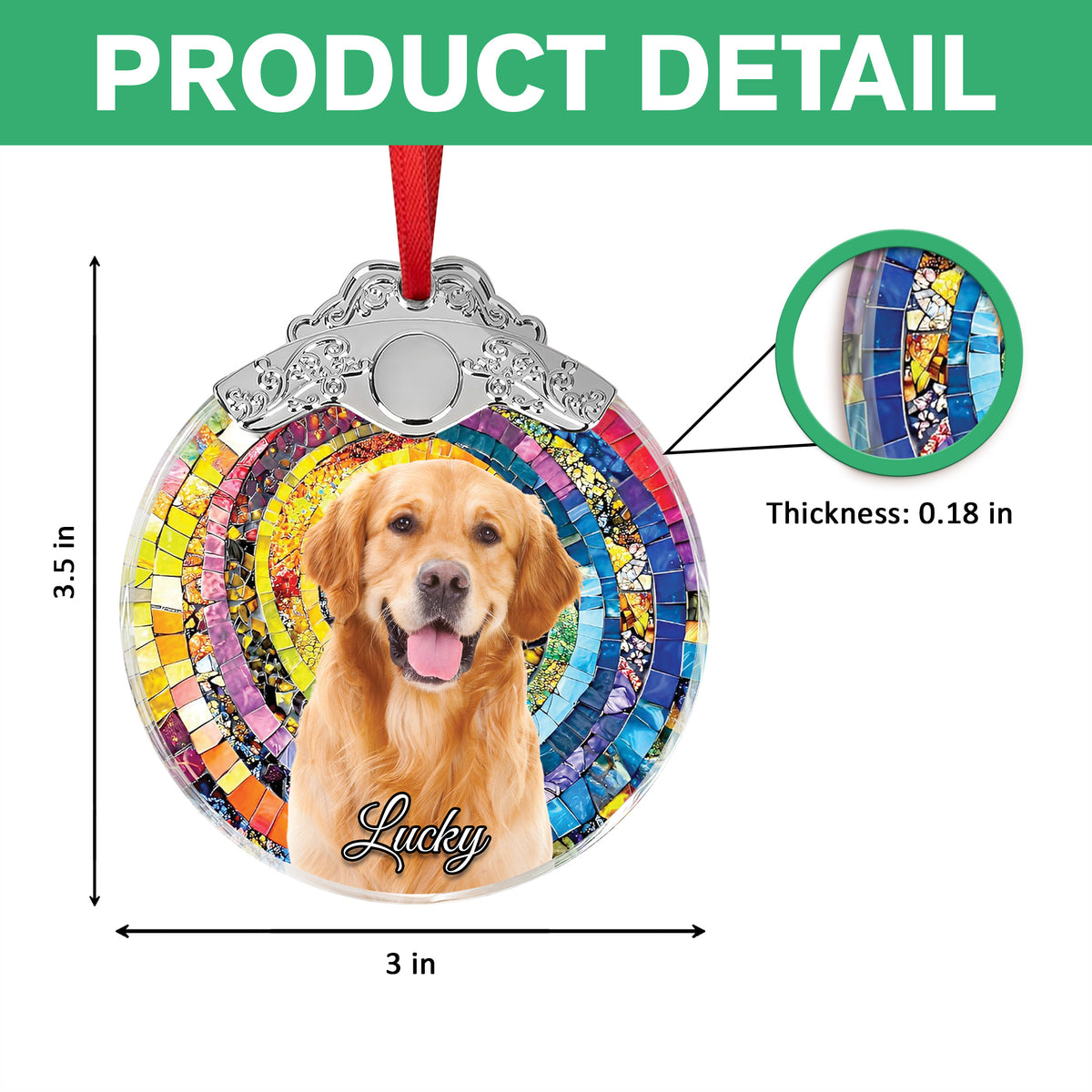 Custom Photo Metal Top Glass Ornament Gift For Pet Lovers LM32 897375