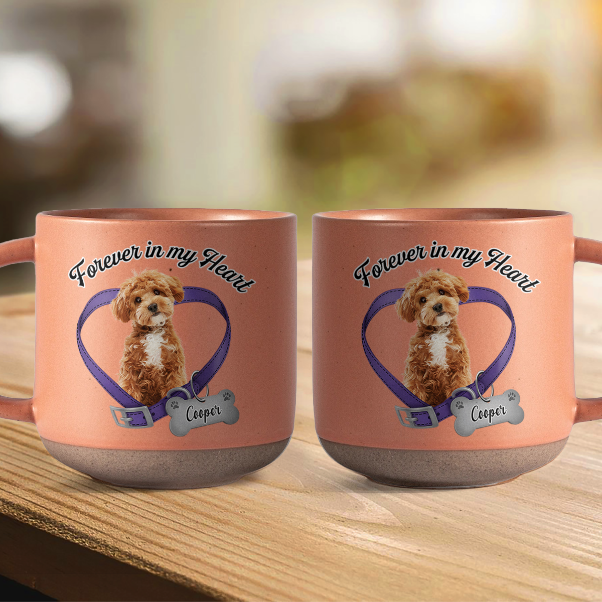 Custom Dog Photo Forever In My Heart Memorial Pottery Mug CH07 180076