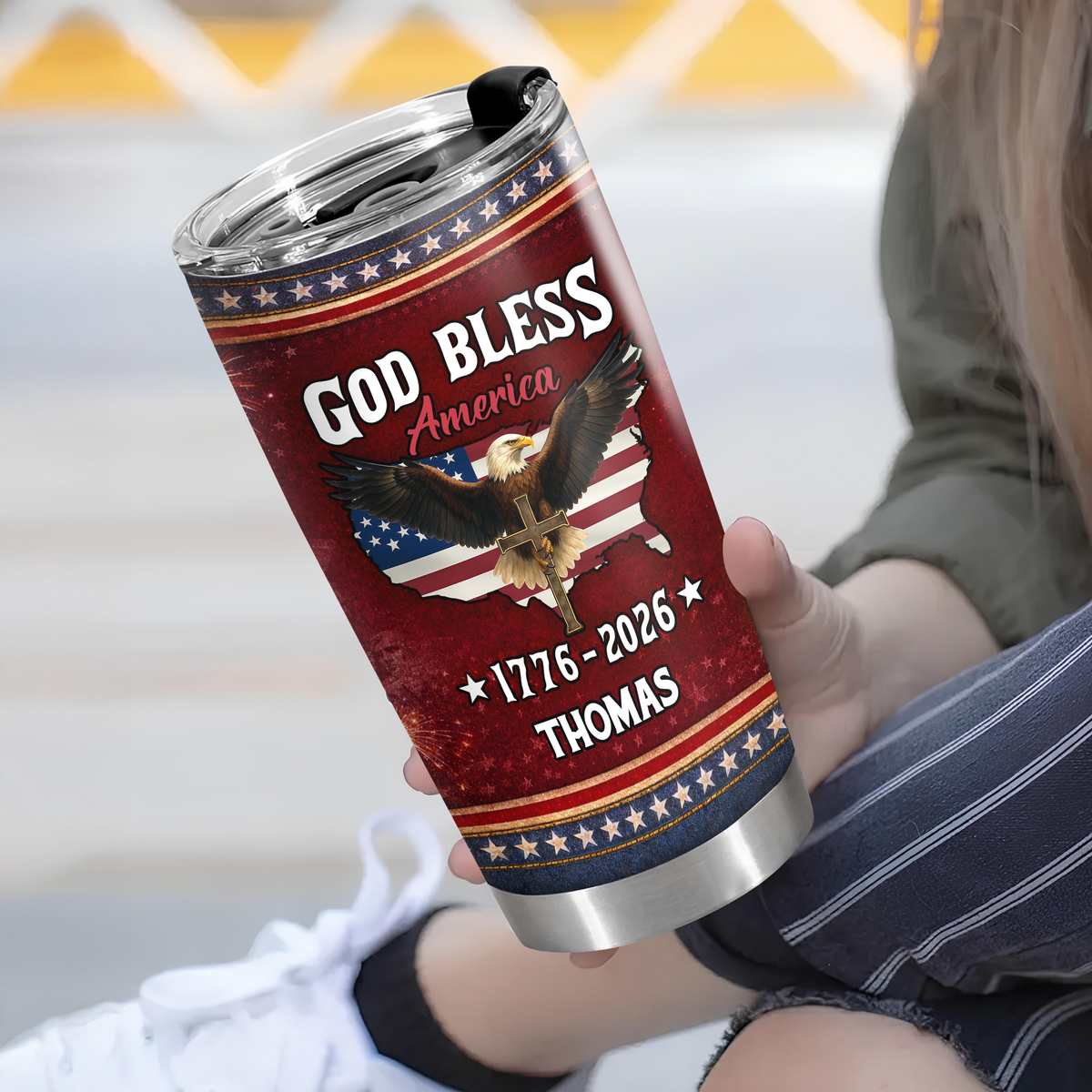 Custom Name America 250 Years of Freedom 1776–2026 Anniversary Fat Tumbler CH07 910586