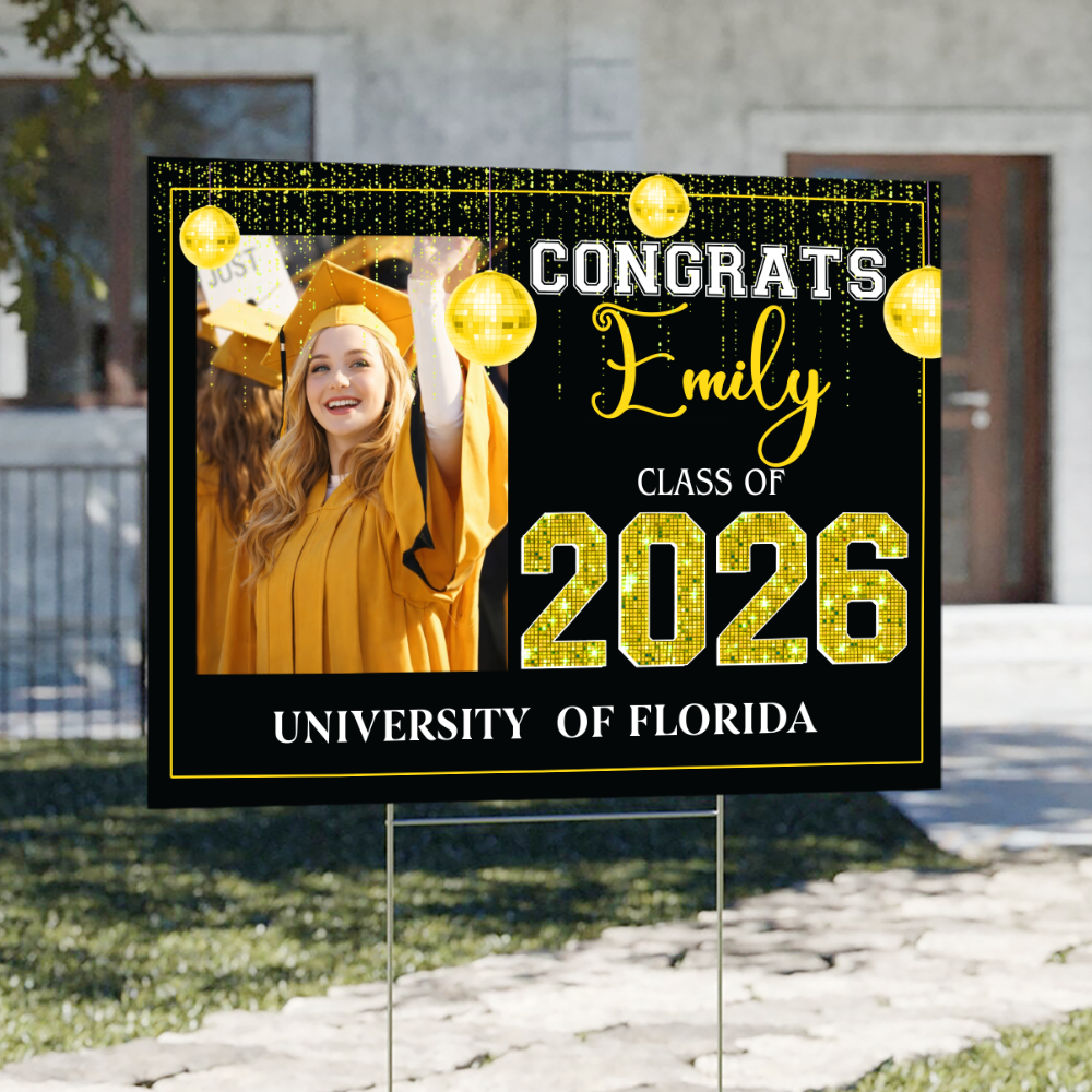 Custom Photo Congrats Graduation Class of 2026 Yard Sign Decor CH07 910354