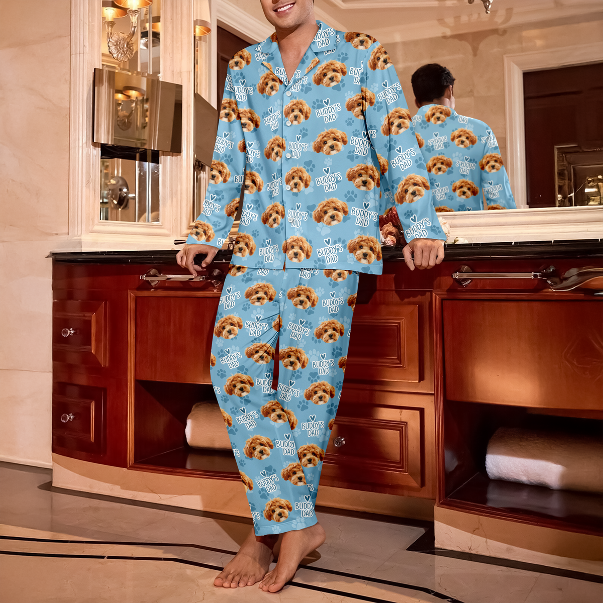 Personalized Dog Cat Photo Christmas Pajamas Matching Holiday Sleepwear, Pet Lover Gift CH07 180678