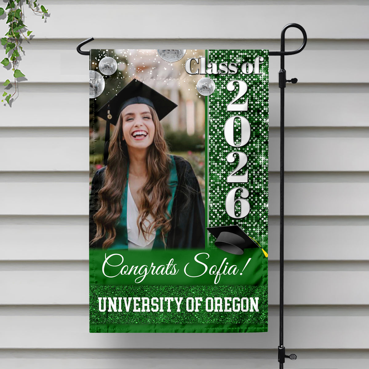 Custom Photo Class Of 2026 Colorful Disco Style Personalized Graduation Garden Flag HA75 920458