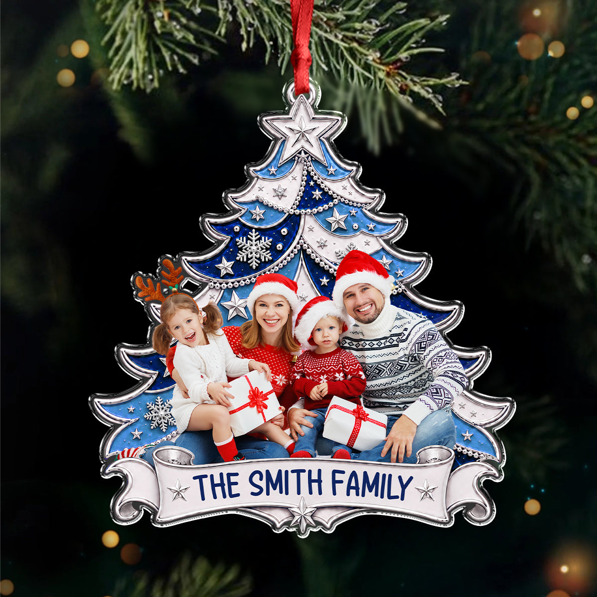 Custom Photo Christmas Tree Family Acrylic Ornament HO82 903404