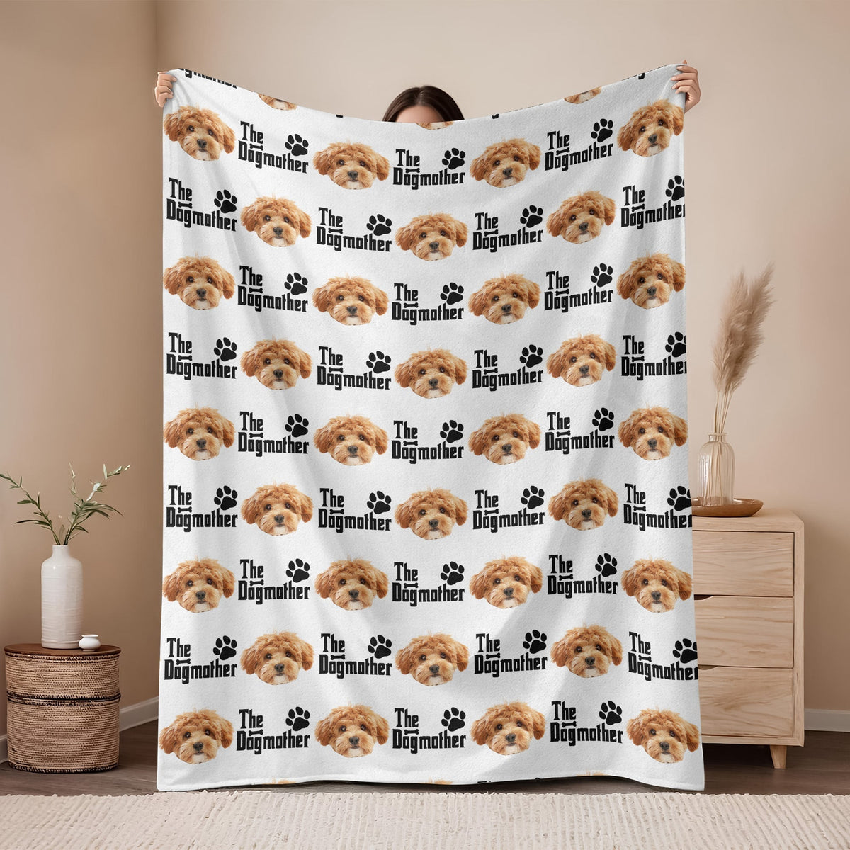 Custom Puppy Photo The Dog Father With Pawprints Design - Personalized Blanket LM32 897281