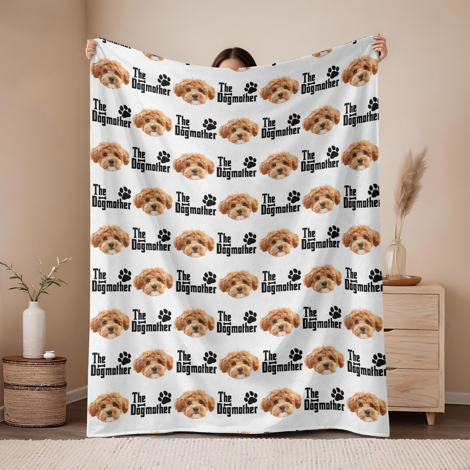 Custom Puppy Photo The Dog Father With Pawprints Design - Personalized Blanket LM32 897281