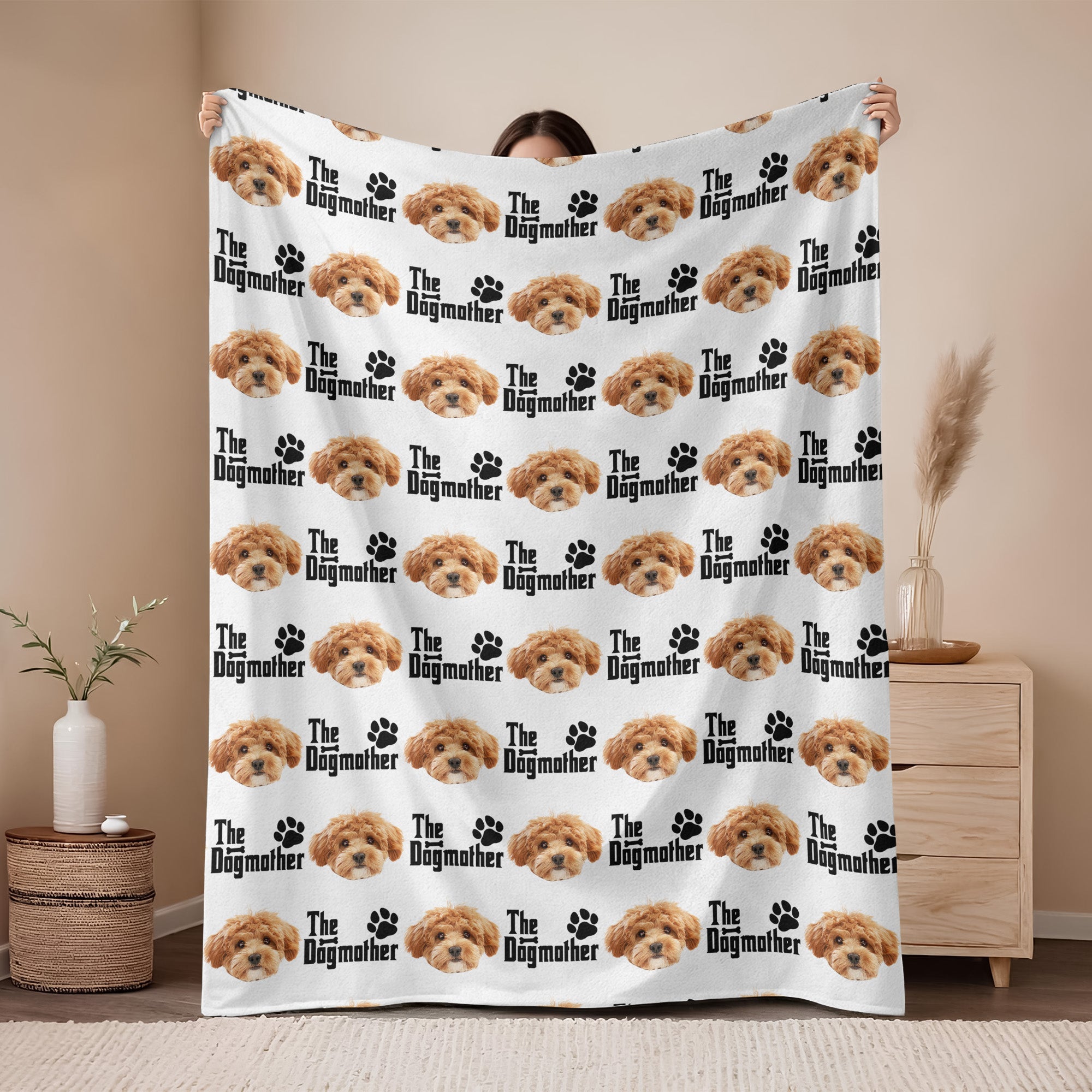 Custom Puppy Photo The Dog Father With Pawprints Design - Personalized Blanket LM32 897281
