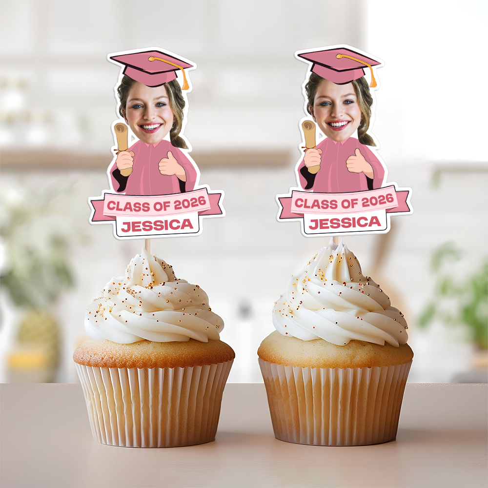 Custom Funny Face Class Of 2026 Graduation Decoration Cupcake Toppers HA75 920070