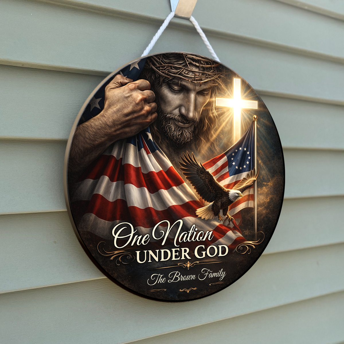 Custom Family Name One Nation Under God USA 250 Anniversary Doorsign TH10 898841