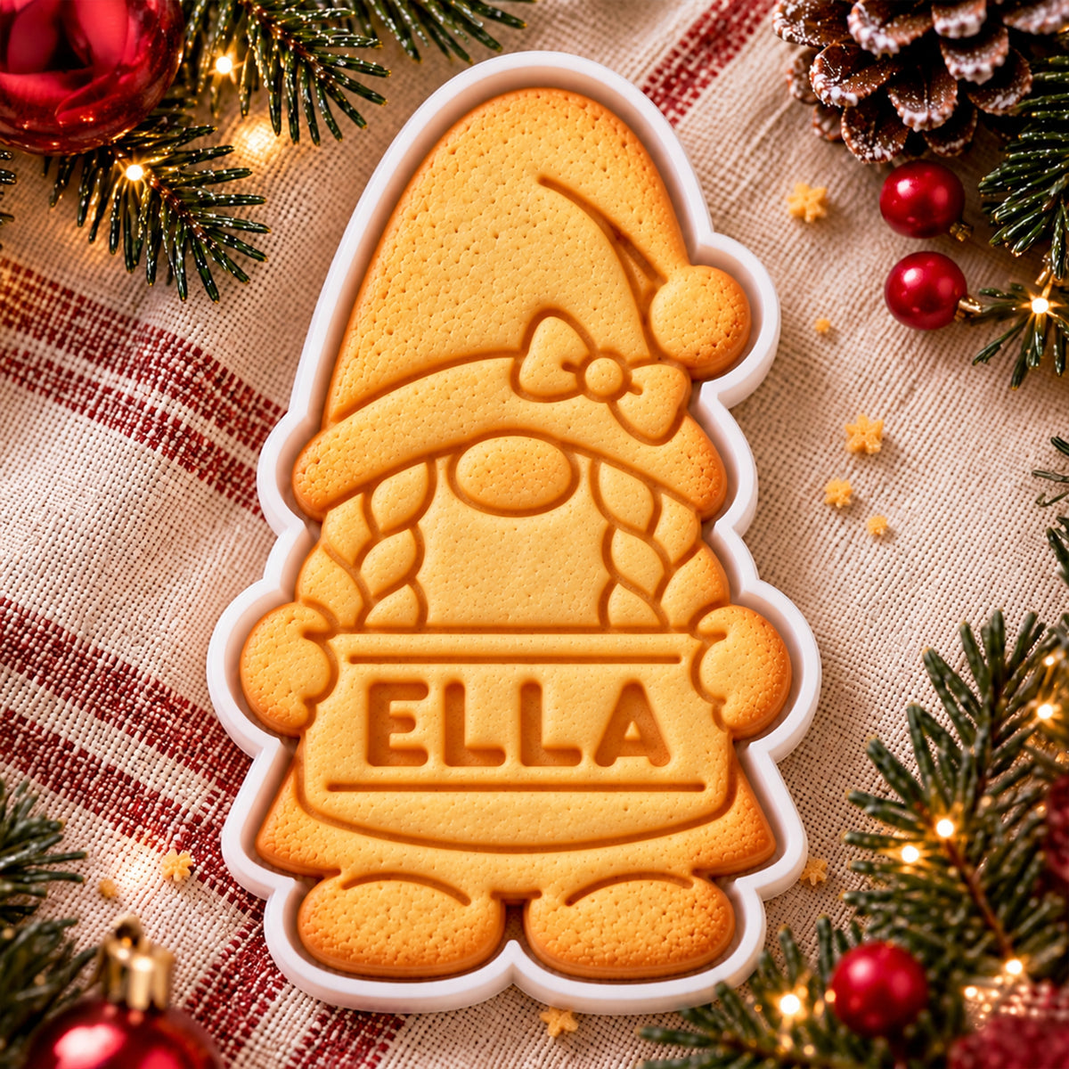 Custom Name Christmas Gnome Cookie Stamp Cute Holiday Baking Gift CH07 181138