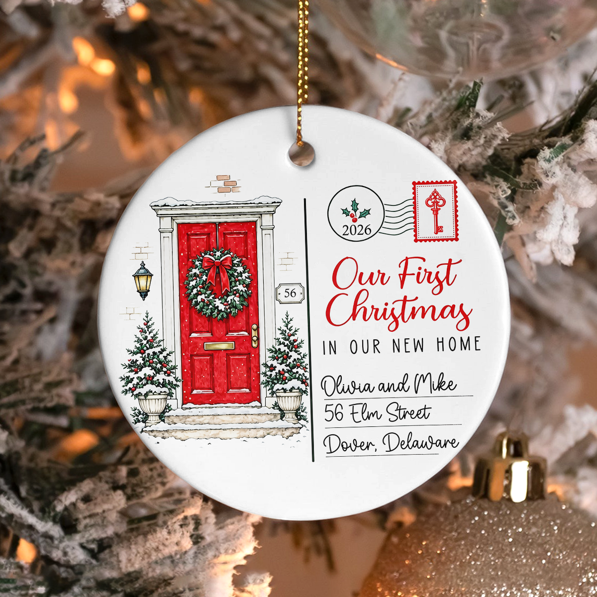 Personalized First Christmas In Our New Home Ceramic Ornament, Housewarming Christmas Keepsake TH10 171557
