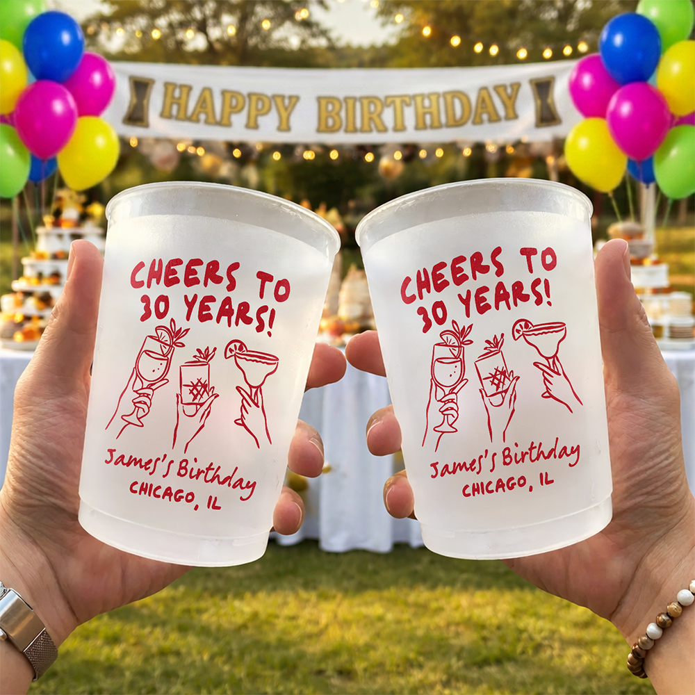 Custom Name Cheers to Age Years Birthday Cups - Personalized Party Decor HA75 921202