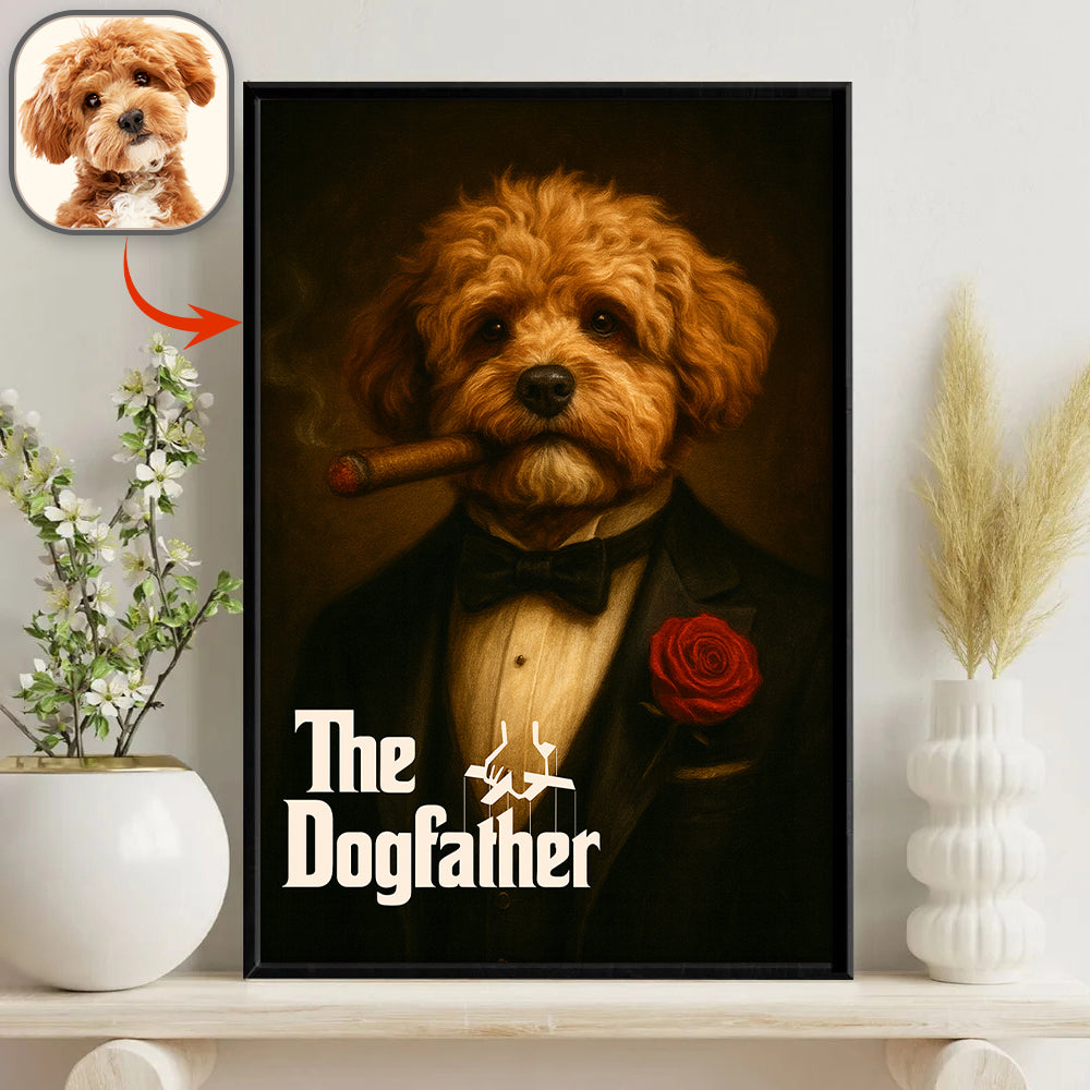 Custom Photo Dogfather Catfather Classical Style Poster Gift For Dog Cat Lovers HO82 894840