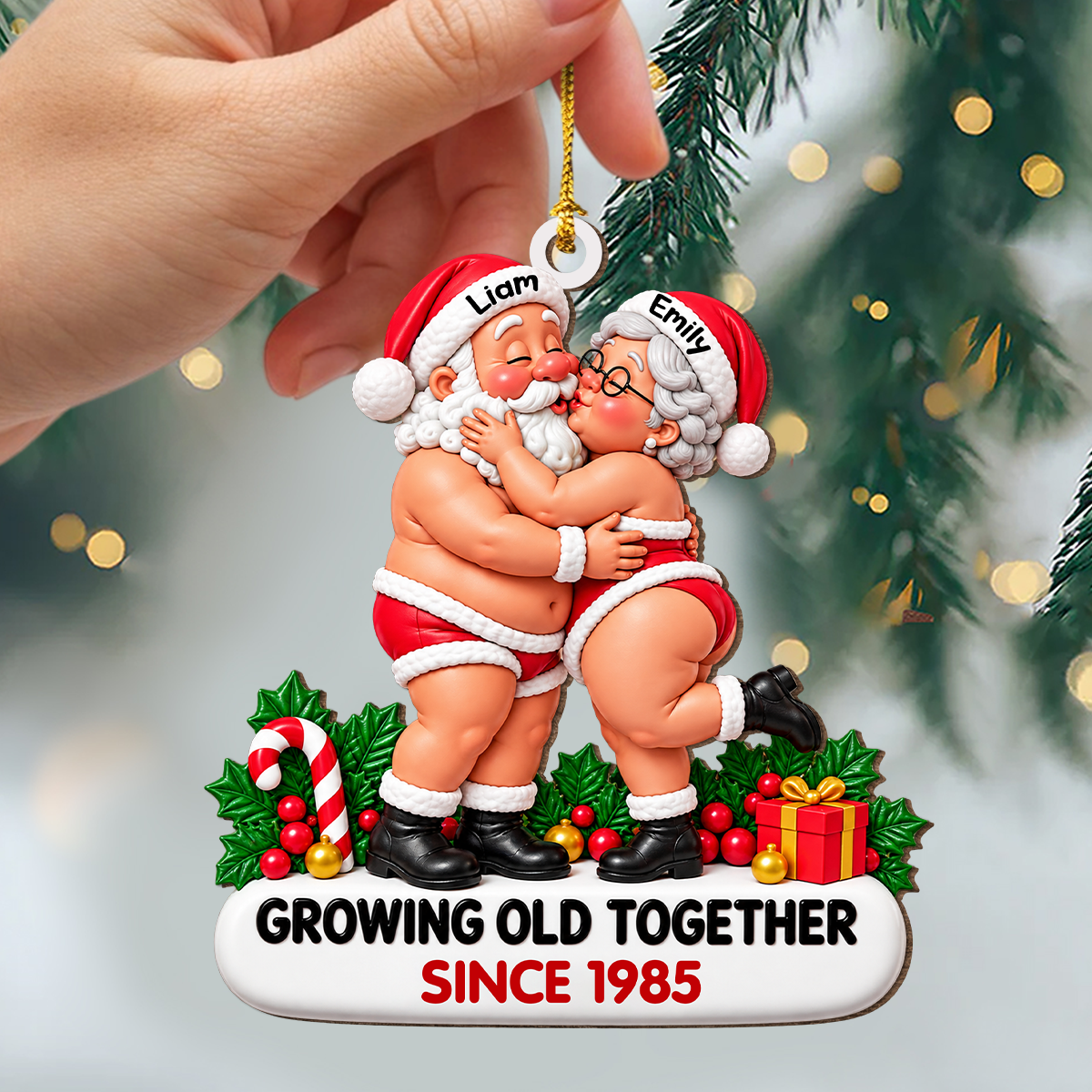 Personalized Growing Old Together Couple Wood Ornament, Christmas Keepsake HA75 919510