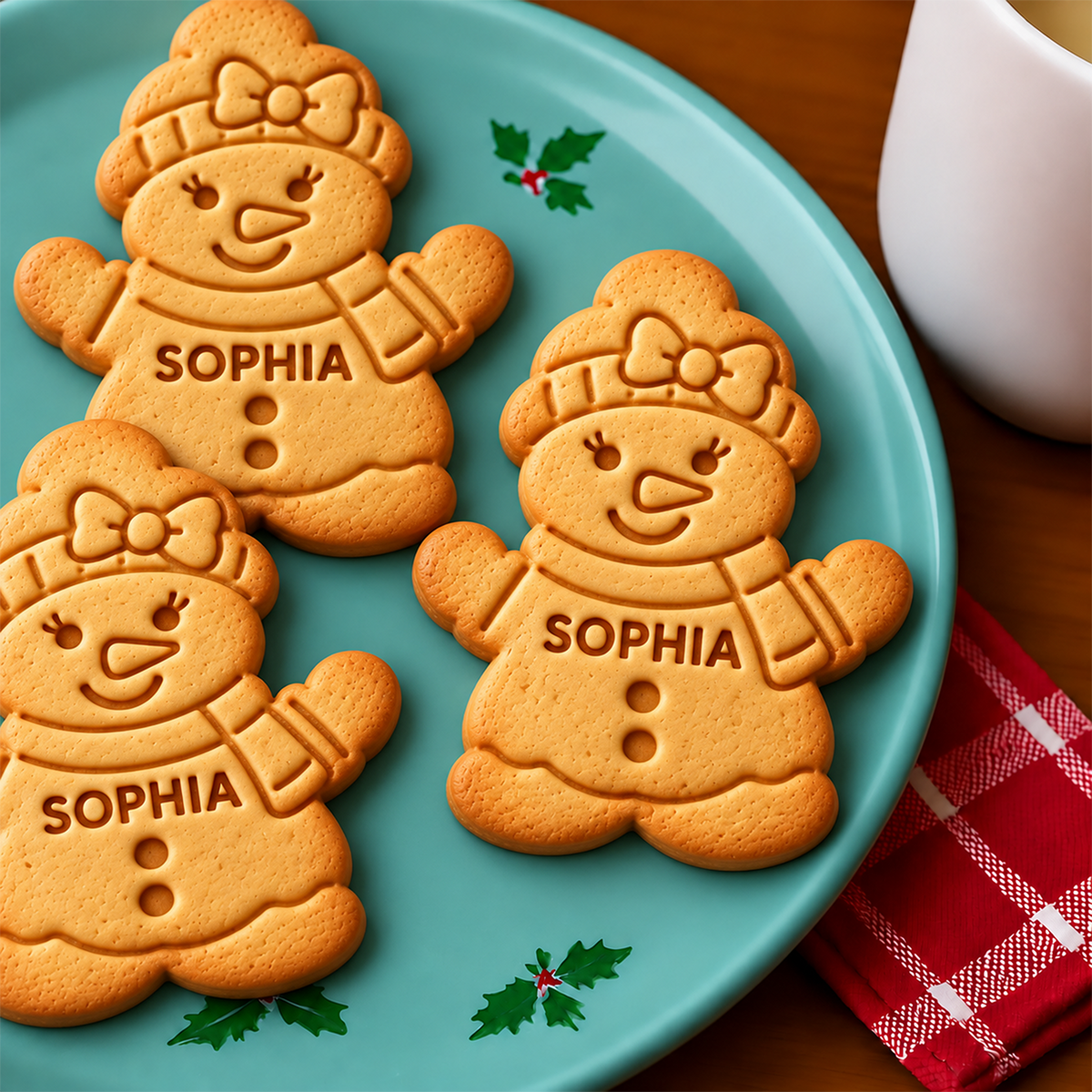 Personalized Name Snowman Family Cookie Stamp, Holiday Baker Gift HO82 904132