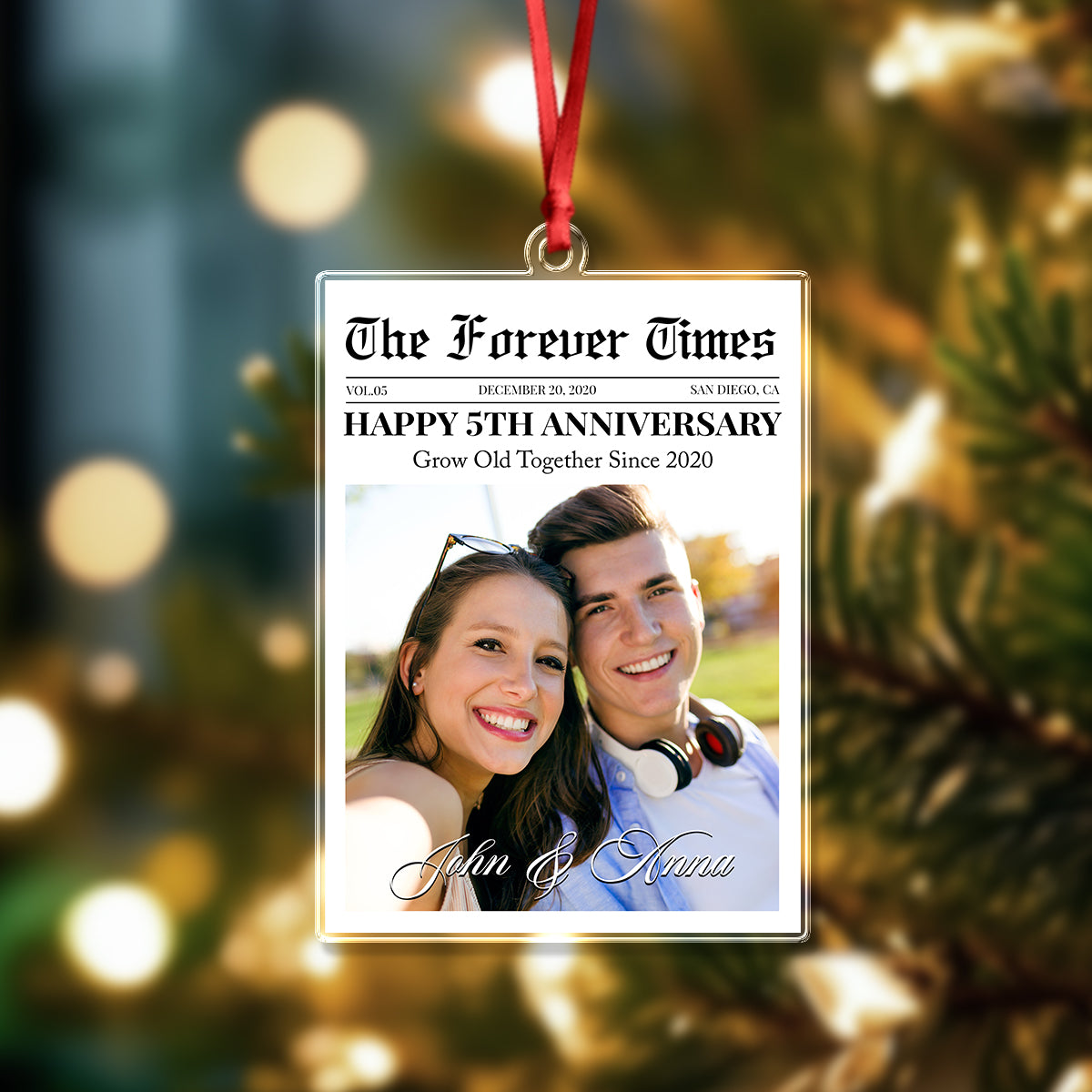 Custom Photo The Forever Times Acrylic Ornament Christmas Gift For Couples HO82 894732