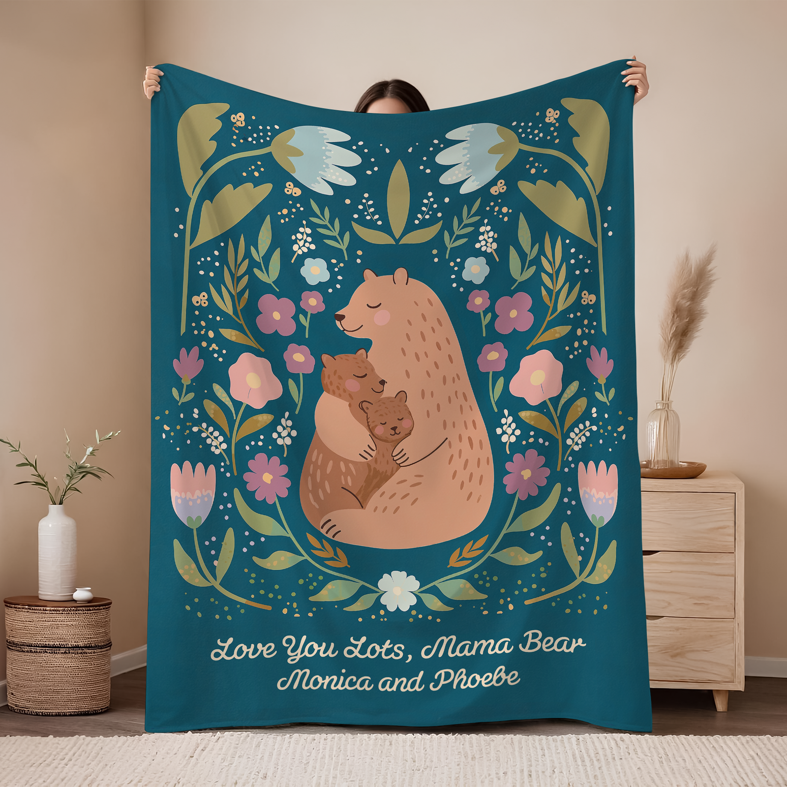 Personalized We Love You Lots, Mama Bear Blanket Mother's Day Gift HA75 920630