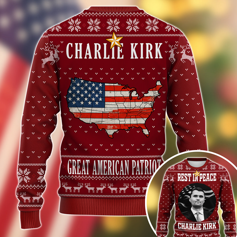 Personalized Rest In Peace Charlie Kirk Ugly Christmas Sweater HO82 900324
