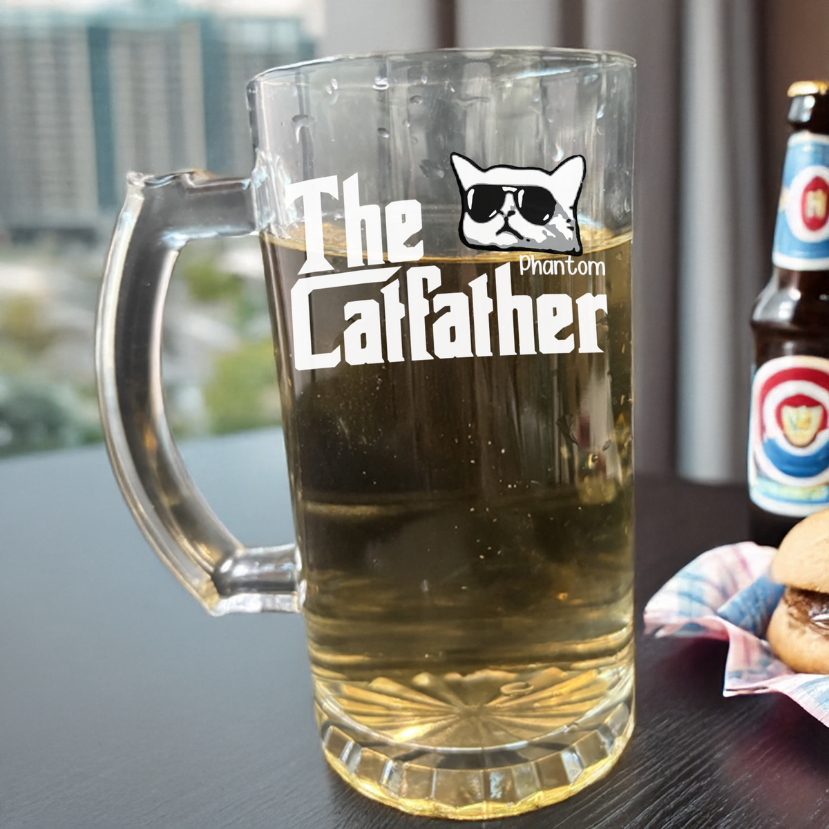 The CatFather For Cat Lovers Personalized Glass Beer Mug LM32 893529