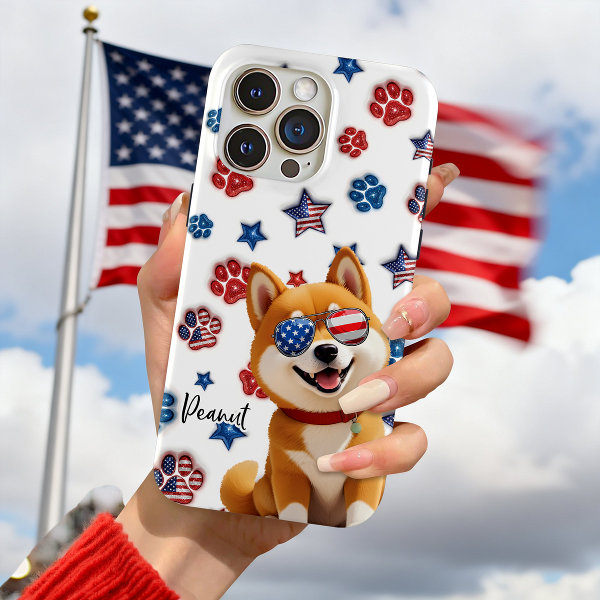 Custom 3D Dog US Flag Personalized Phone Case HA75 920320
