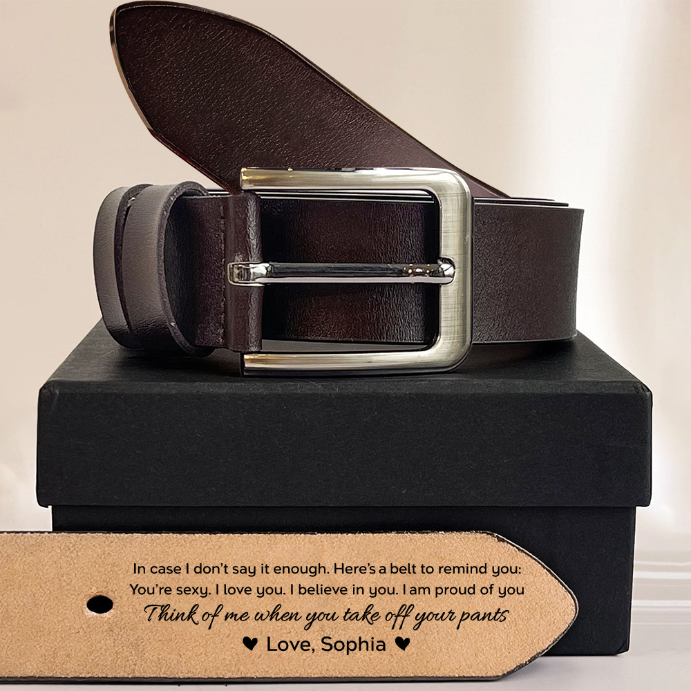 Personalized Engraved Leather Belt for Men – Custom Message Hidden Inside Belt, Romantic Gift for Husband or Boyfriend LM32 899957