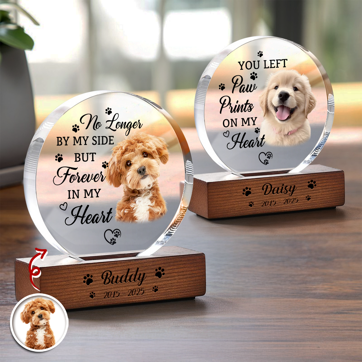 Custom Photo Memorial Once By My Side Forever In My Heart Round Acrylic Frame Block HA75 898016
