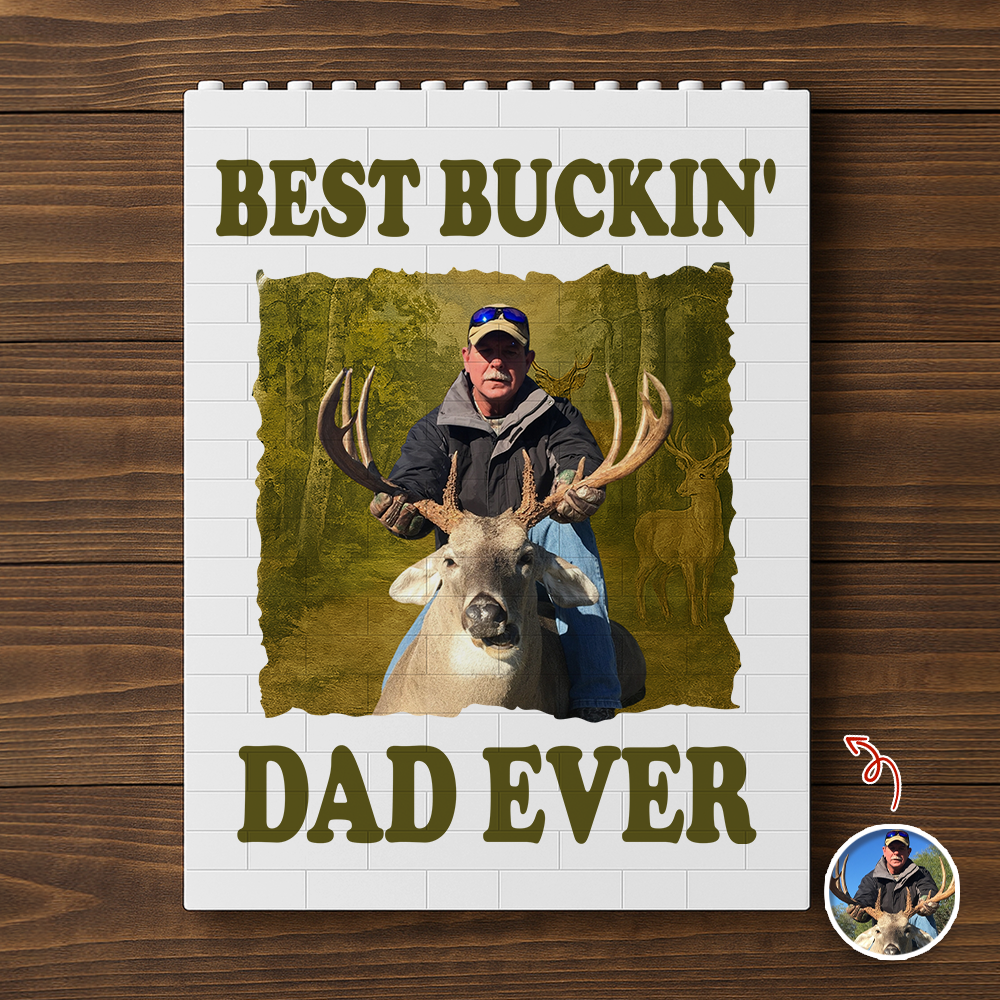 Custom Photo Hunting Dad Buckin' Dad Ever Building Brick Blocks LM32 669113