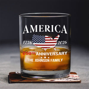 Custom Family Name America 250th Anniversary Whiskey Glass LM32 897711