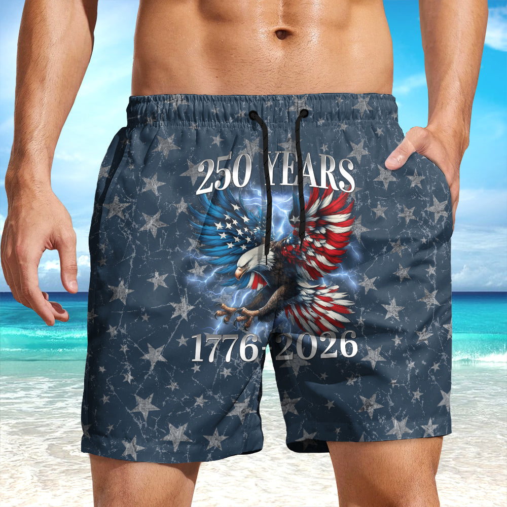 Personalized 250th Anniversary 1776–2026 Eagle Patriotic American Beach Short HA75 921046