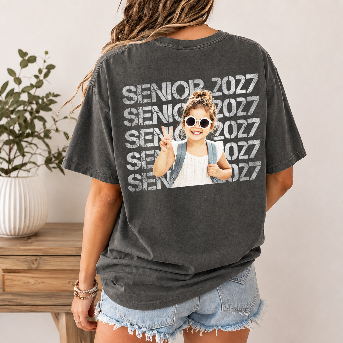 Custom Photo Senior 2027 Back Comfort Shirt - Personalized Class of 2027 Gift, Proud Family Gift HO82 903234