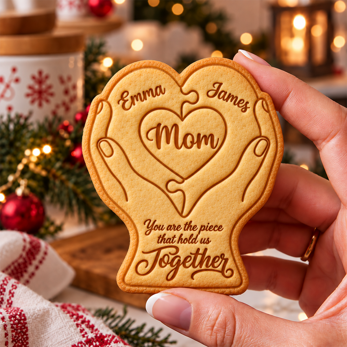 Custom Name Mom You Are The Piece That Holds Us Together Shaped Cookie Stamp HO82 904176