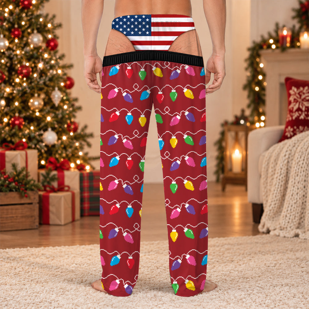 Custom Funny Patriotic Colorful Christmas Lights Sweatpants Family Gift HA75 919296