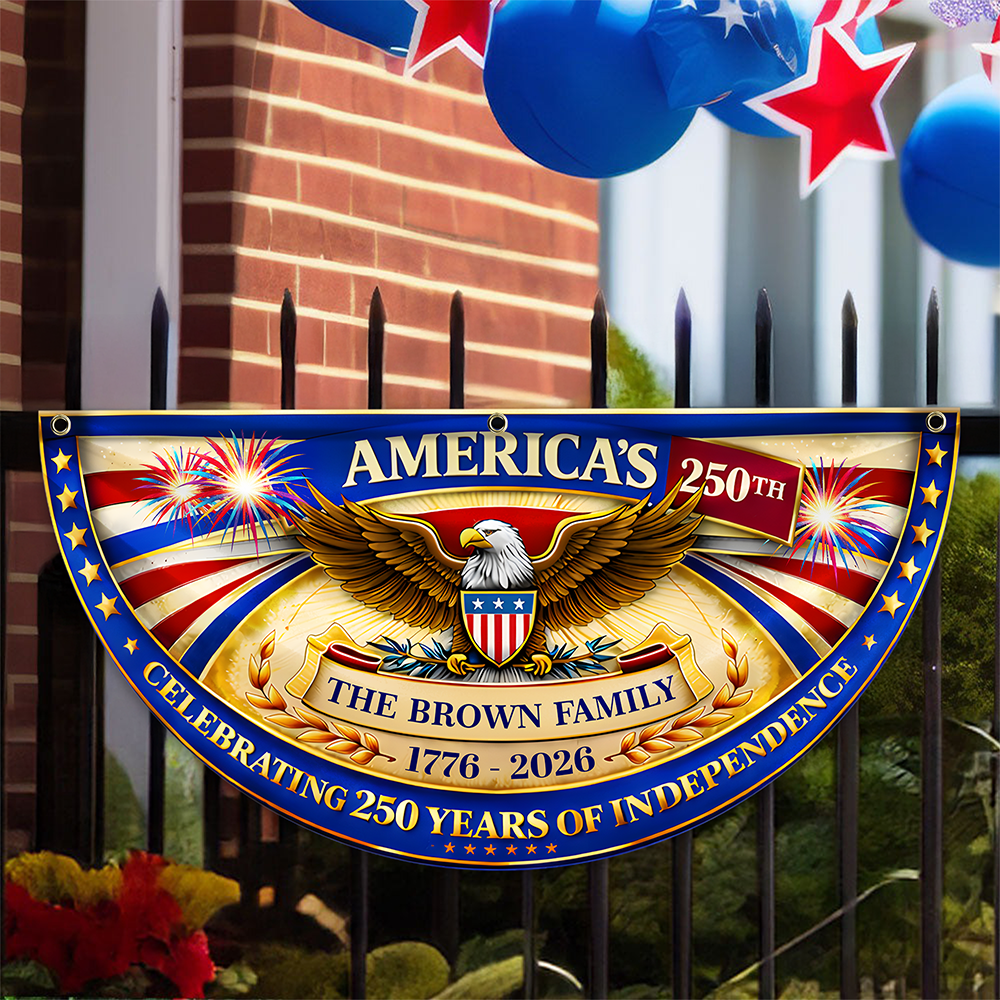 Custom Family Name America Celebrating 250 Years Of Independence 1776 - 2026 Non-Pleated Fan Flag CH07 911102