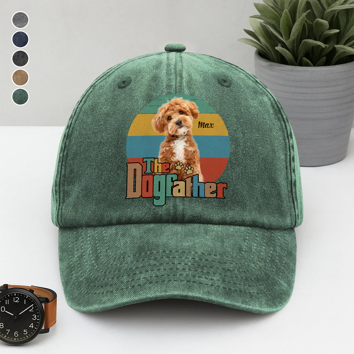 Custom Pet Photo The Dog Cat Father Washed Denim Baseball Cap For Dog And Cat Lovers HO82 894442