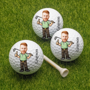 Personalised Cartoon Character Man Woman Double Sided Golf Ball with Name Gift for Golfer HO82 900912