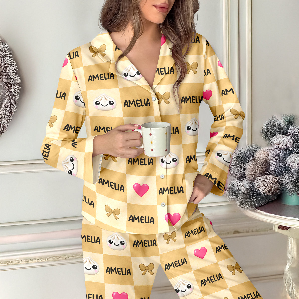 Personalized Cute Dumpling Pajamas Christmas Gift HO82 903736