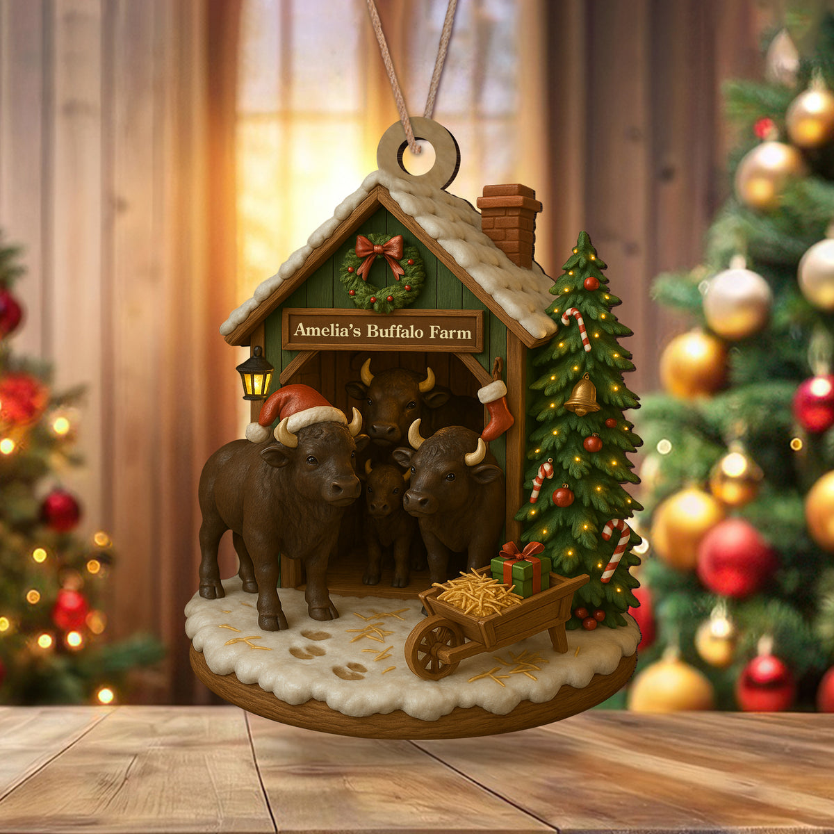 Custom Name Buffalo Farm Wood Ornament – Christmas Gifts for Women & Men LM32 895611