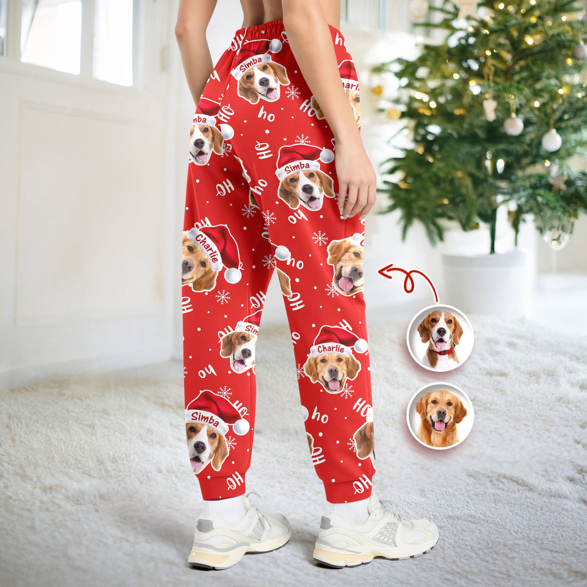 Custom Dog Photo Santa Claus Matching Christmas Sweatpants For Dog Lovers LM32 895695