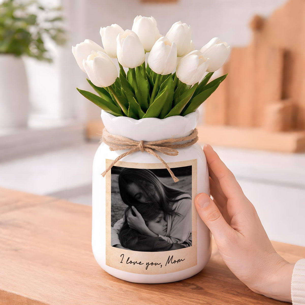 Custom Photo Vintage Retro 90s Gift for Mom Flower Ceramic Vase LM32 899723
