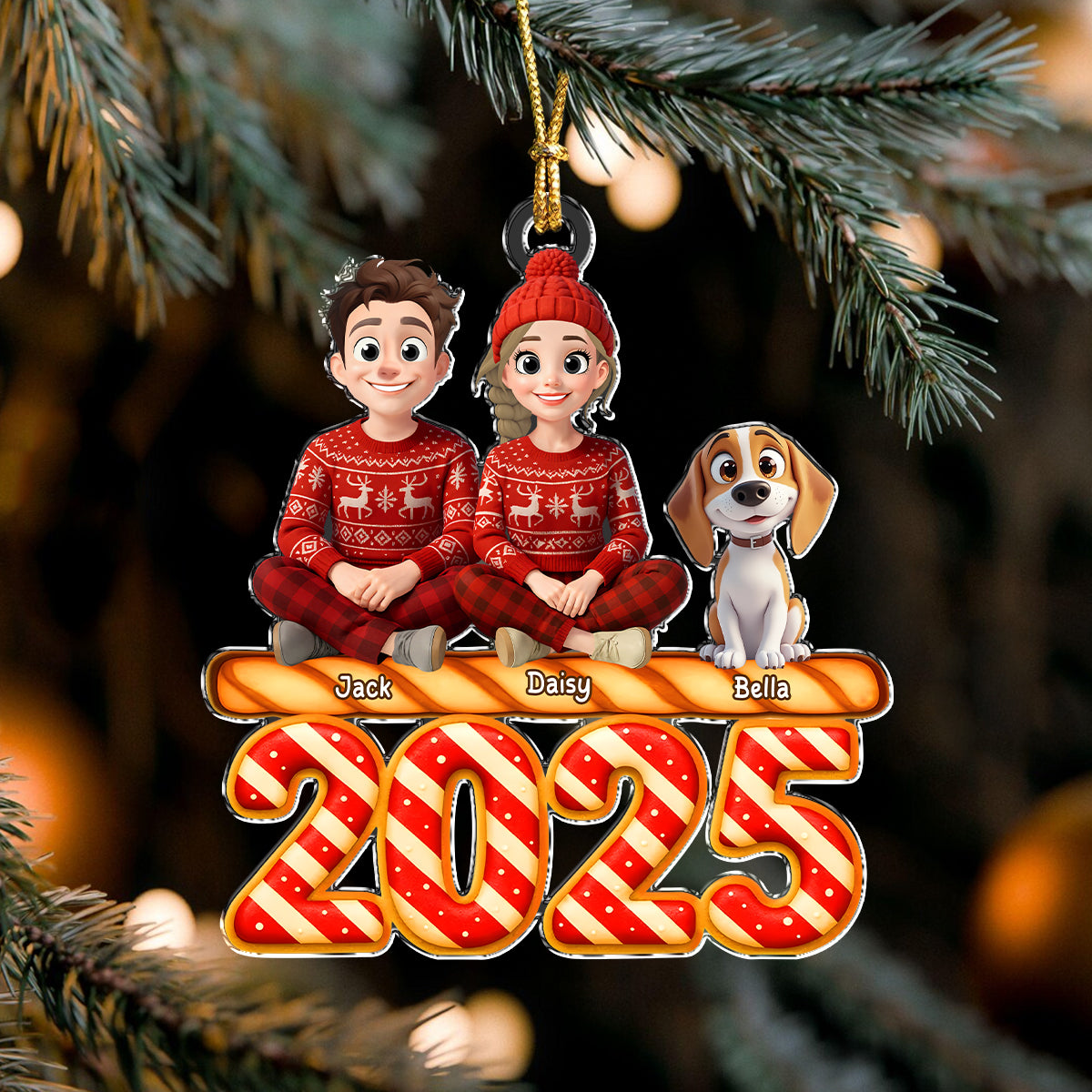 Personalized Candy Family Together Christmas Acrylic Ornament HA75 897978