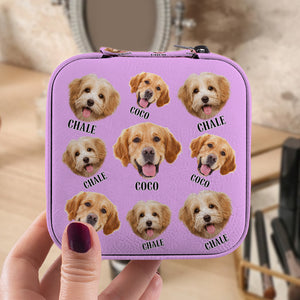 Custom Photo And Name Cute Dogs Flannel Design Jewelry Travel Box HA75 891823