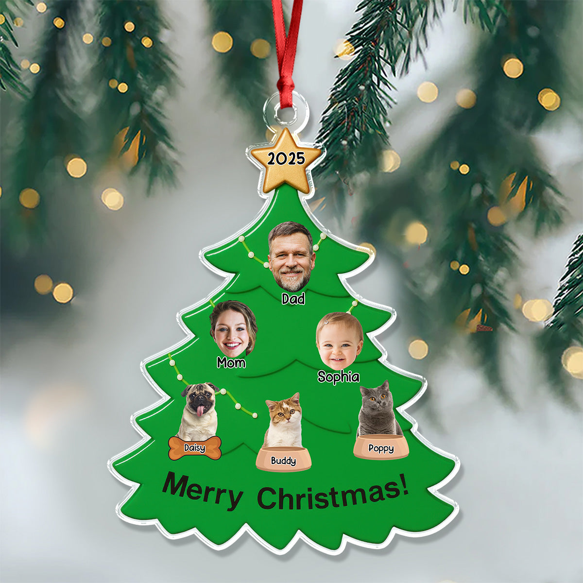 Custom Family Photo Christmas Tree Acrylic Ornament TH10 894835